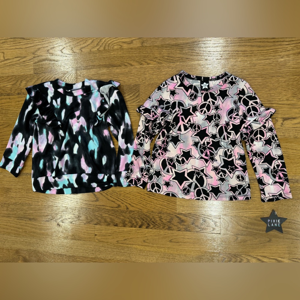 Pixielane 2T lot of Long Sleeve Shirts, Star, Peace, Tie Dye NEW WITH TAGS